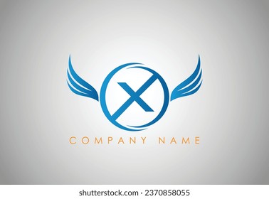 Alphabet X falcon logo in modern and simple Eagle  