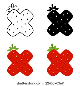 Alphabet X in flat style isolated