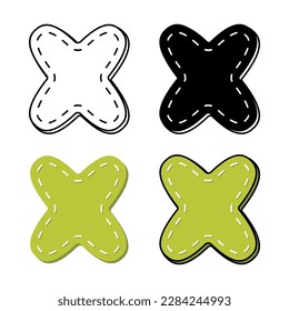 Alphabet X in flat style isolated