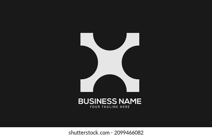 Plantilla de logotipo del vector del rectángulo de círculo X creativo inicial