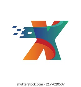 Alphabet X logo design vector template illustration with technology