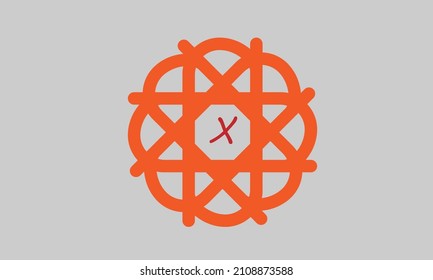 Alphabet X in round shape artistic or symbolic logo abstract monogram text vector template