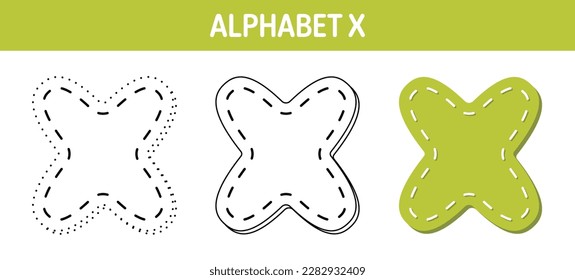 Alphabet X tracing and coloring worksheet for kids