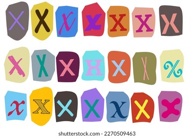 Alphabet x - vector cut newspaper and magazine letters, paper style ransom note letter