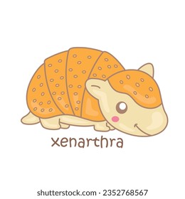 Alphabet X For Xenarthra Vocabulary School Reading Lesson Cartoon Illustration Vector Clipart Sticker