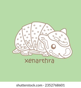 Alphabet X For Xenarthra Vocabulary School Reading Lesson Cartoon Digital Stamp Outline