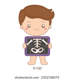 Alphabet X For X-Ray Vocabulary School Reading Lesson Cartoon Illustration Vector Clipart Sticker