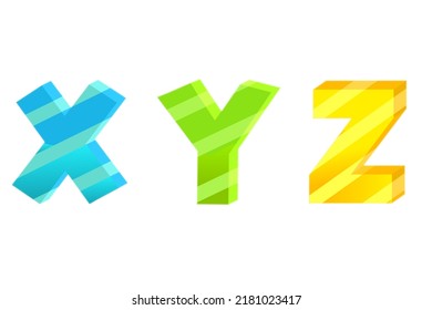 Alphabet X Y Z background with ribbon on white .Poster or brochure template. Vector  illustration 