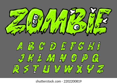 Alphabet Xombie Monster Melt text vector Letters