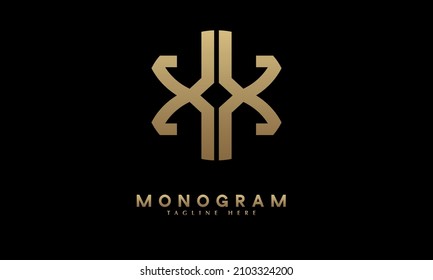 Alphabet XX or XX illustration monogram vector logo template in round shape