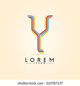 Alphabet Y 3 strokes Primary colors