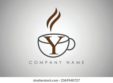  Alphabet Y Coffee cup , Coffee badge , Coffee cup logo design.