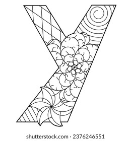 Alphabet Y Flower Graphic Line