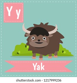 alphabet y letter flashcard
yak for kids learning English vocabulary.
Cute children ABC animal zoo.
Instruction media
Vector illustration.
