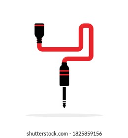 Alphabet Y letter logo formed by jack cable or wire. Vector design template elements for your audio, sound or music application or corporate identity. Sign or symbol illustration isolated on white