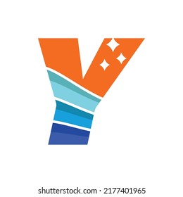 Alphabet Y logo design vector template illustration with wave