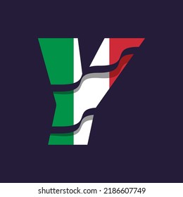 Alphabet Y logo design vector template illustration with flag of Italy