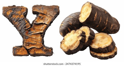 alphabet "Y" made by yacon root 