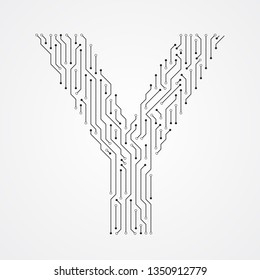 Alphabet Y shape digital line design