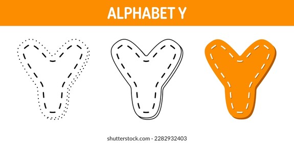 Alphabet Y tracing and coloring worksheet for kids
