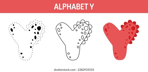 Alphabet Y tracing and coloring worksheet for kids