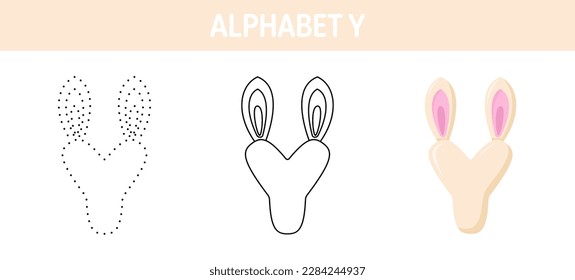 Alphabet Y tracing and coloring worksheet for kids