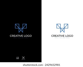 Alphabet Y, V Modern Abstract Letter Logo