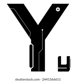 Alphabet Y  Vector in Future style,Cyber,Futuristic in Black Icon Bold Fonts