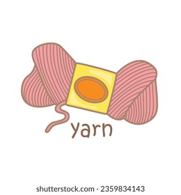 Alphabet Y For Yarn Vocabulary School Lesson Cartoon Illustration Vector Clipart Sticker