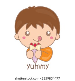 Alphabet Y For Yummy Vocabulary School Lesson Cartoon Illustration Vector Clipart Sticker