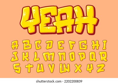 Alphabet Yellow Cute Simple Graffity text vector Letters