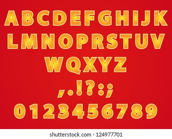 Alphabet with yellow motif grafting substance