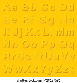 Alphabet yellow pseudo 3d letters with soft shadows