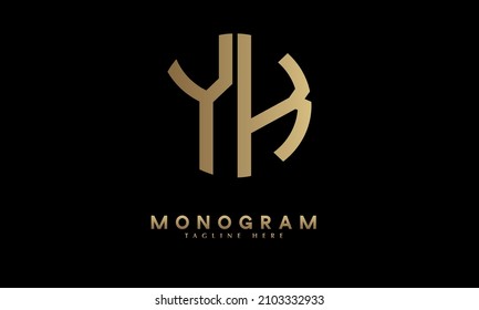 Alphabet YK or KY illustration monogram vector logo template in round shape