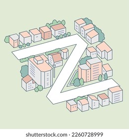 Alphabet "Z" and the city