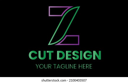 Alphabet z cut shape abstract monogram vector logo template