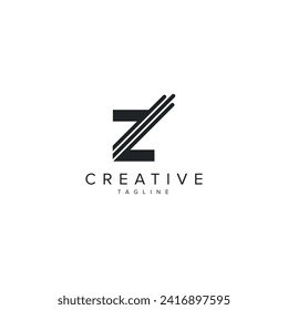 Alphabet Z letter modern style line logo element vector