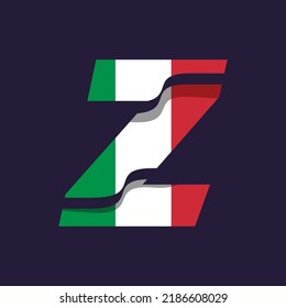 Alphabet Z logo design vector template illustration with flag of Italy