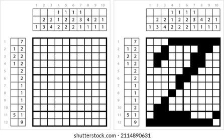 Alphabet Z Lowercase Nonogram Pixel Art, Character Z, Language Letter Graphemes Symbol Vector Art Illustration, Logic Puzzle Game Griddlers, Pic-A-Pix, Picture Paint By Numbers, Picross