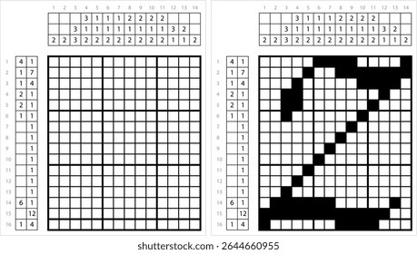 Alphabet Z Nonogram Pixel Art, Character Z, Language Letter Graphemes Symbol Vector Art Illustration, Logic Puzzle Game Griddlers, Pic-A-Pix, Picture Paint By Numbers, Picross