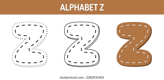 Alphabet Z tracing and coloring worksheet for kids