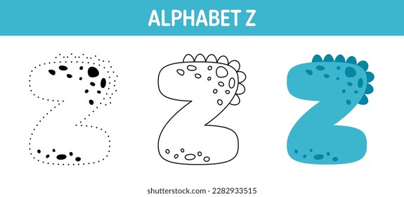 Alphabet Z tracing and coloring worksheet for kids