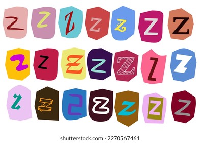 Alphabet z - vector cut newspaper and magazine letters, paper style ransom note letter