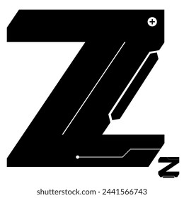 Alphabet  Z  Vector in Future style,Cyber,Futuristic in Black Icon Bold Fonts
