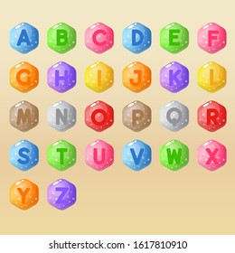 Alphabet A to Z word game in shape haxagon.