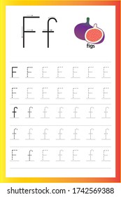 Alphabet A - Z. Writing practice. Tracing letter. Exercises for kids.