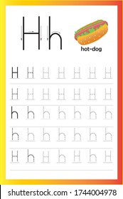 Alphabet A - Z. Writing practice. Tracing letter. Exercises for kids.
