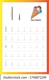 Alphabet A - Z. Writing practice. Tracing letter. Exercises for kids.