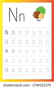 Alphabet A - Z. Writing practice. Tracing letter. Exercises for kids.
