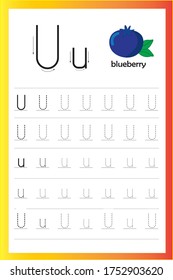 Alphabet A - Z. Writing practice. Tracing letter. Exercises for kids.